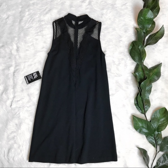 Express Dresses & Skirts - ✨  Express Black Sleeveless Lace Polka Dot Dress
